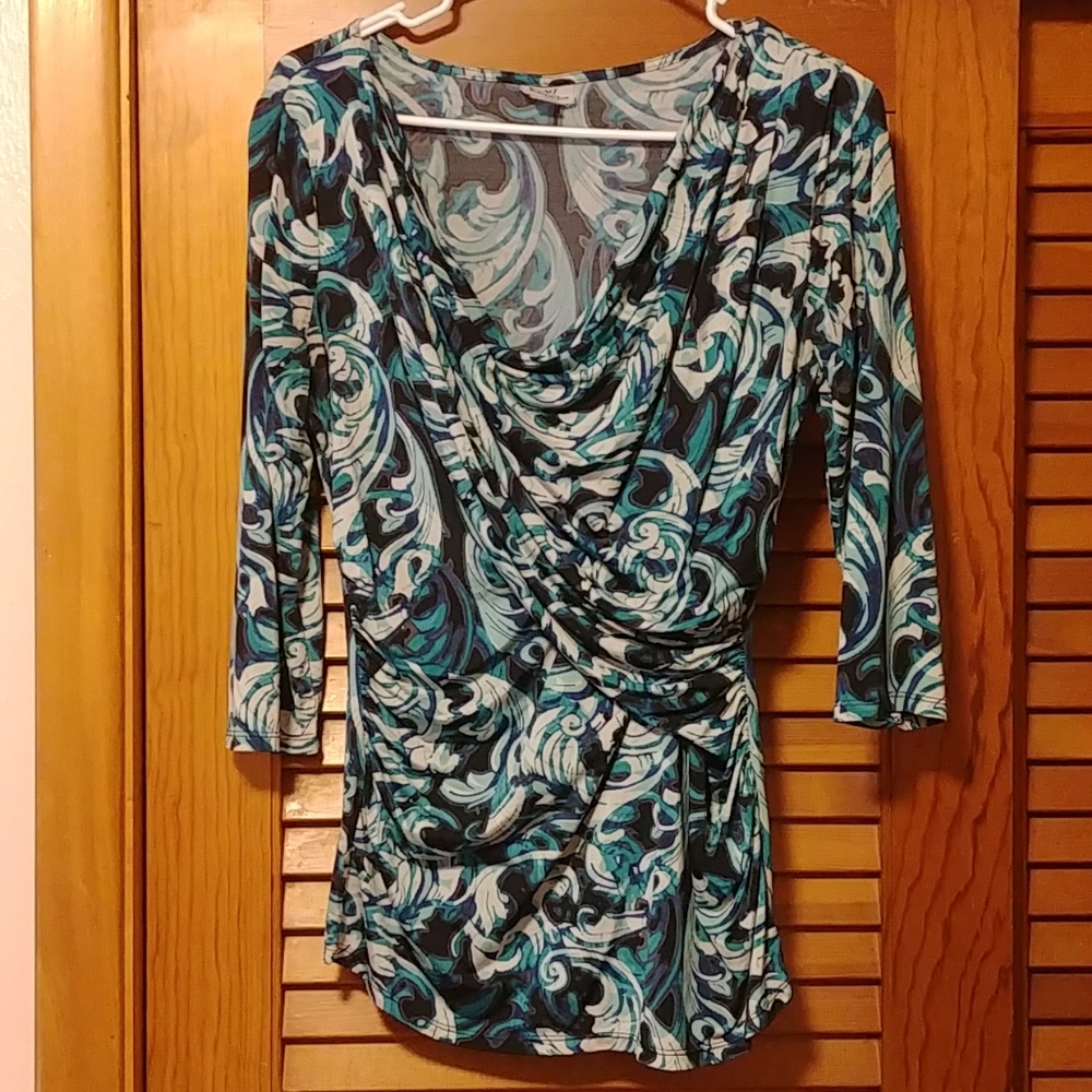 Blue swirl blouse